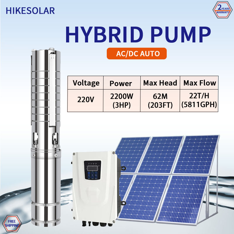 Farming Pump For Agriculture - ไฮบริด DC AC พลังงานแสงอาทิตย์แรงดันสูงปั๊มฟาร์มพลังงานแสงอาทิตย์การเกษตรหยด Submersible ปั๊มน้ําพลังงานแสงอาทิตย์สแตนเลสพร้อม