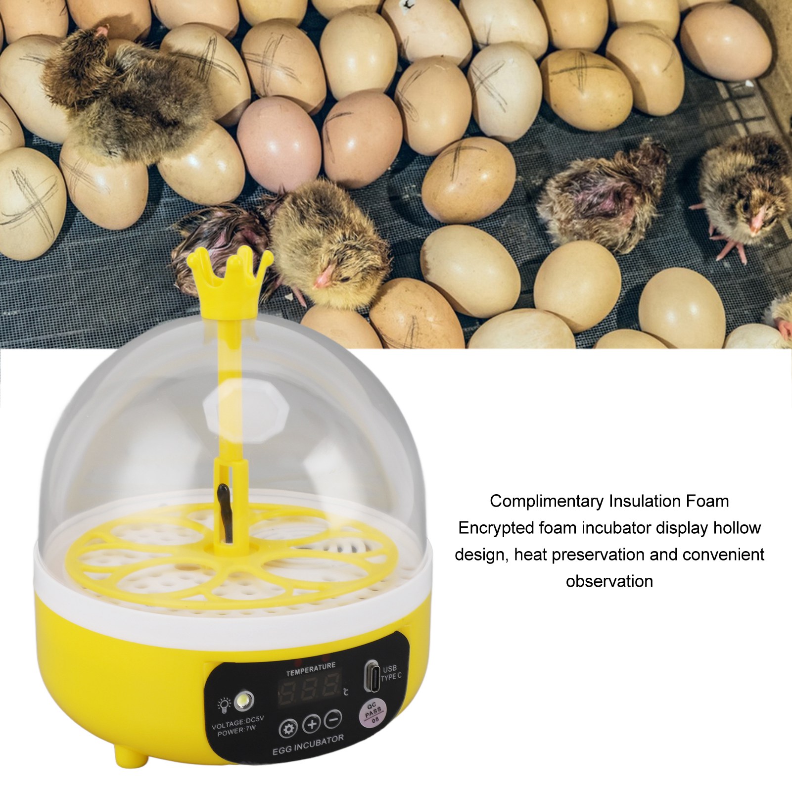 Poultry Incubator - Egg Incubator อุณหภูมิอัตโนมัติควบคุมความชื้นแบบพกพา Noiseless 4 ไข่สัตว์ปีกฟักไข่เครื่องสําหรับโรงเรียน